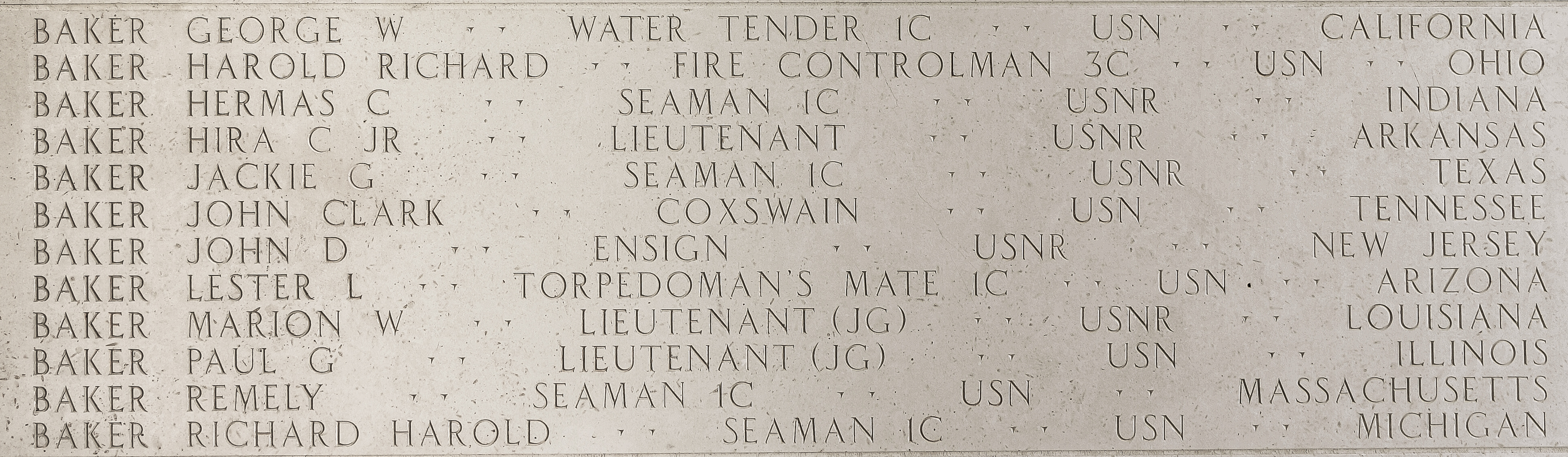 Lester L. Baker, Torpedoman's Mate First Class
